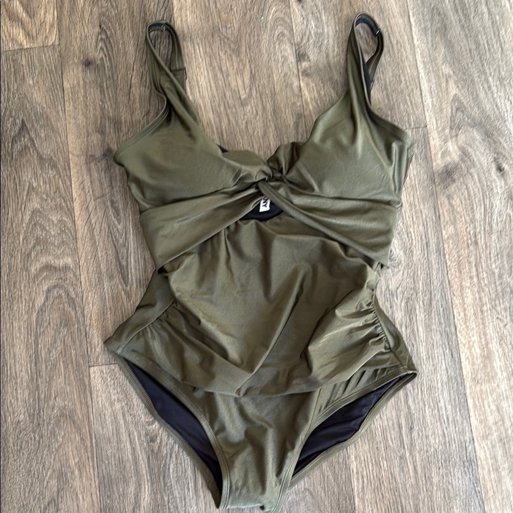 DKNY Olive Green One Piece Swimsuit